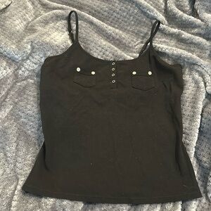 PC super sexy Express black button front spaghetti strap tank SzL